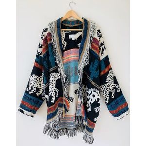 Vintage 🌵 Tribal Knit Fringe Blanket Sweater